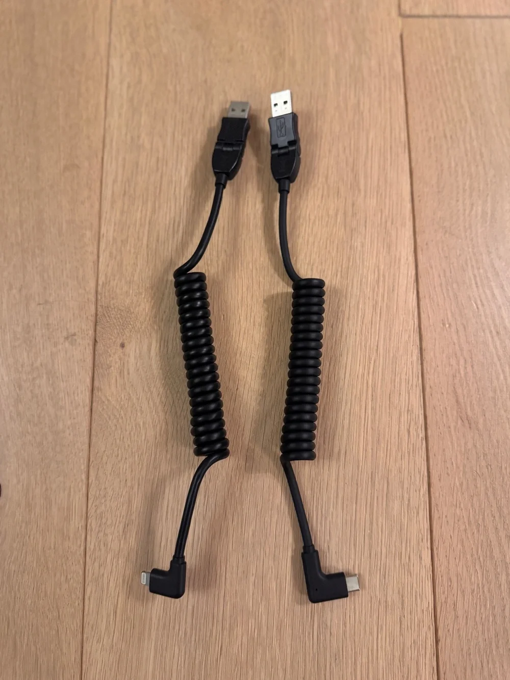 Set of Coiled USB to Lightning & USB-C Charging Cables